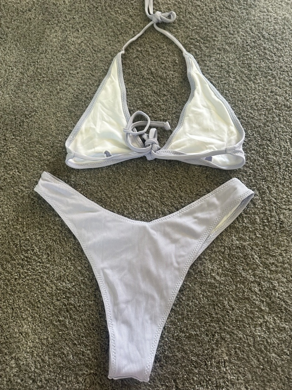 ROMWE Lilac Ribbed Triangle Bikini Set - Picture 3 of 3